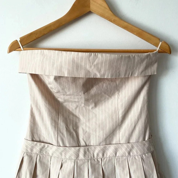Zara Strapless Striped Pleated Hem Mini Dress Pale  Pink Size Small - Picture 9 of 15